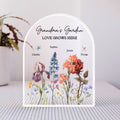 Grandma's Garden Vintage Birth Month Flowers Dome Shaped Personalized Acrylic Block Plaque, Gift For Mom, Gift For Grandma