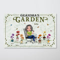 Grandma's Garden Woman Sitting Birth Month Flowers Pot Personalized Poster