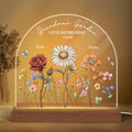 Grandma's Garden Vintage Birth Month Flowers Dome Shaped Personalized Acrylic LED Night Light, Christmas Gift For Mom, Gift For Grandma